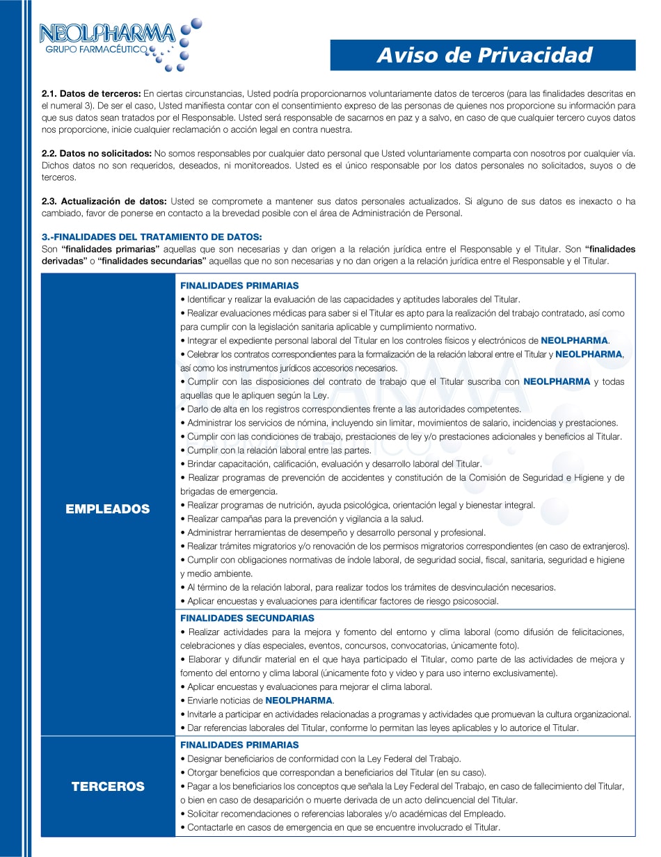 Aviso de Privacidad Proveedores